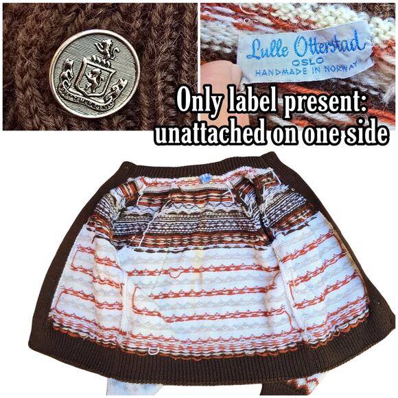 Fair Isle Cardigan Vintage Lulle Otterstad Oslo Handmade Norway Wool Knit XS - Picture 6 of 11